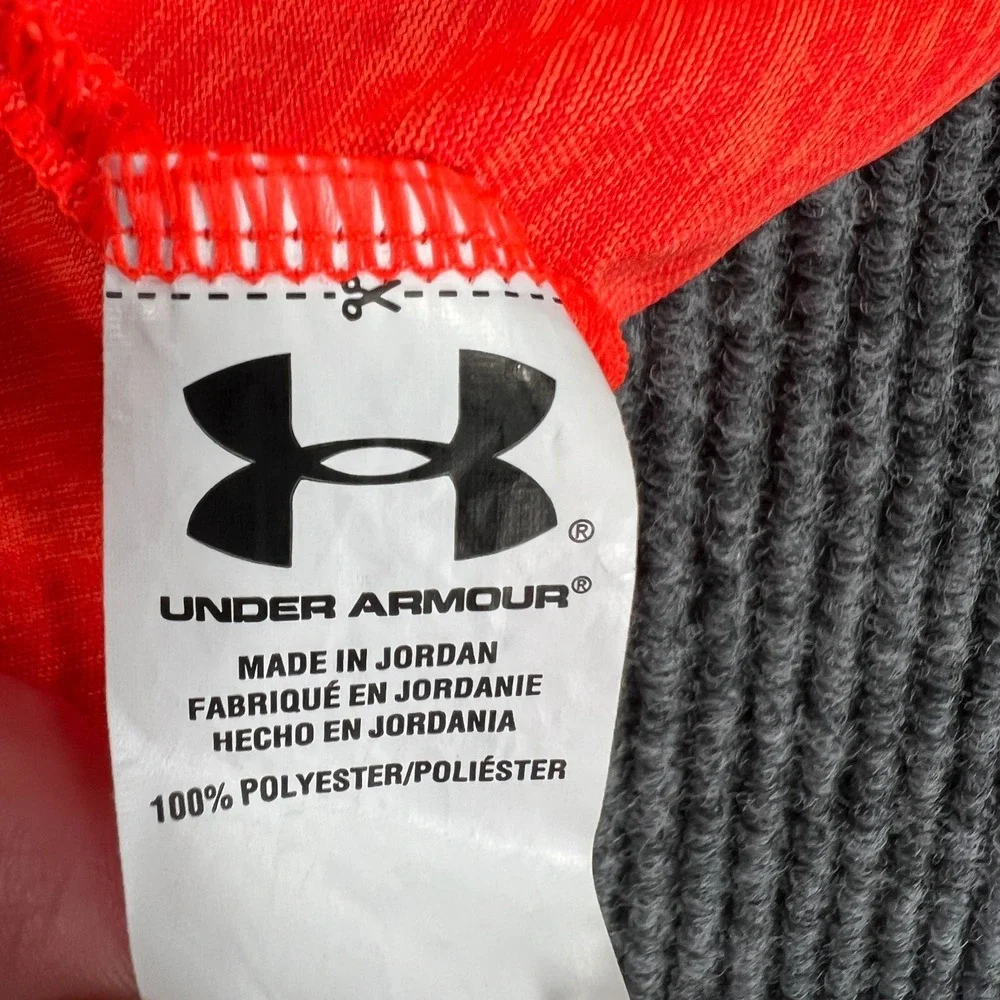Under Armour Shirt Mens Medium Orange Short Sleeve Loose Fit Heat Gear Active‎